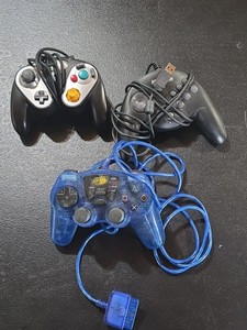 Lot of 3 Vintage Third-Party Video Game Controllers - GameCube & PlayStation Style