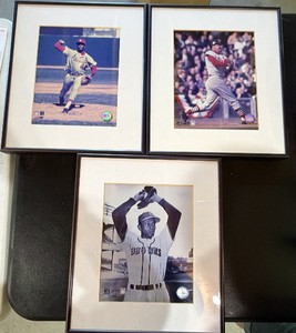 Lot of 3 Framed Baseball Legend Photographs - Satchel Paige, Mark McGwire & More