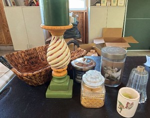 Lot of candles and basket