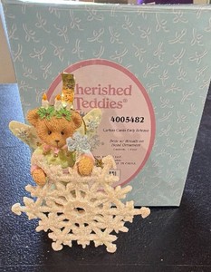 Cherished Teddies Bear with Wreath on Head Snowflake Ornament