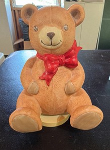 Vintage SCHMID Musical Rotating Teddy Bear Figurine - Works