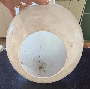 Huge Vintage Mid-Century Modern White Glass Schoolhouse Globe Light Shade