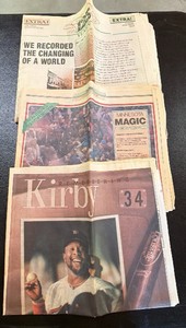 Vintage 1991 Star tribune special newspaper sections highlighting, major Minnesota twins baseball milestones