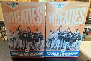Vintage 1991 Minnesota Twins World Champions Wheaties Cereal Box - Lot of 2
