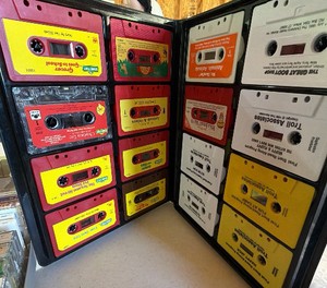 Lot of cassette tapes and lot of books