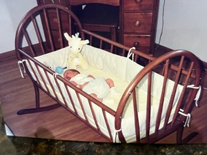 vintage bentwood spindle Classic Wooden Rocking Baby Cradle