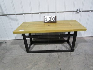 Propane Fire Pit Table - Adjustable Height - Wood Grain