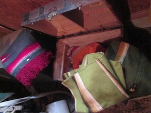 Vintage Wood Storage Chest full of newer show horse blankets