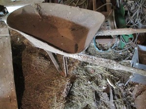 Metal bucket wheelbarrow