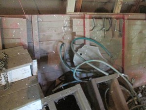 Wood pick-up truck side panels, rack and steps with other misc shown