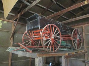 Antique 1860s wood horse drawn Spring Wagon with spring seat, pole and misc shown