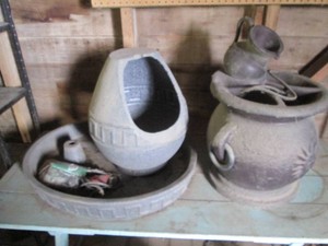 Pottery style Outdoor Water fountain structure with fountain pump