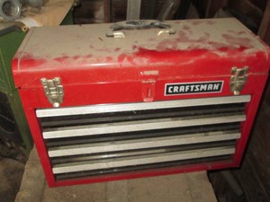 Red Metal Craftsman 4-drawer lift top tool box