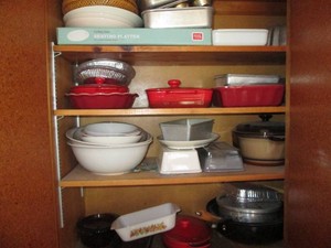 Glass and metal bakeware, Casserole dishes, Pfaltzgraff mixing bowls and more