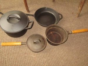 Cast Iron sauce pans, frying pan and Dutch oven