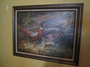 Rustic Pheasant wildlife framed wall decor approx 29x23in