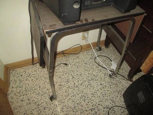 Vintage metal framed rolling formica drop leaf table