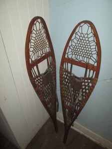 Vintage wood Prairie type snowshoes