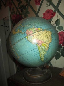 Vintage spinning world globe