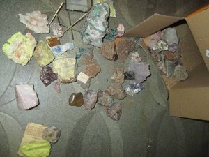 Assorted Crystals, celonite, gemstones with other mineral rocks and stones