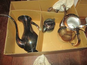 Eldan Silver PLATED Beverage servers and creamer cups with dust bags