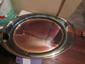 Large Eldan nickle silver serving tray with dust bag
