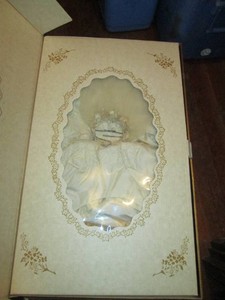 Vintage wedding gown dress with veil in keepsake box
