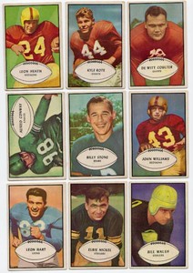 Lot Of 9 Vintage 1953 Bowman Football Cards