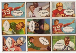 Lot Of 9 Vintage 1953  Bowman Football Cards
