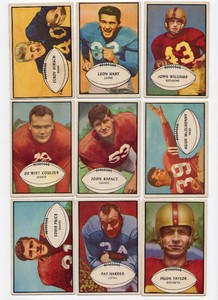 Lot Of 9 Vintage 1953 Bowman Football Cards