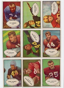 Lot Of 9 Vintage 1953 Bowman Football Cards