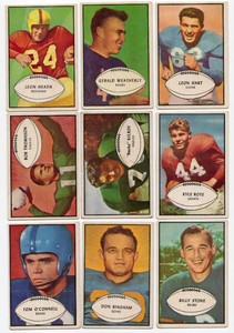 Lot Of 9 Vintage 1953 Bowman Football Cards