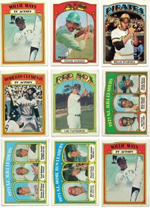 1972 Topps Baseball Card Lot Including Willie Mays, Roberto Clemente, Carlton Fisk (RC), and More
