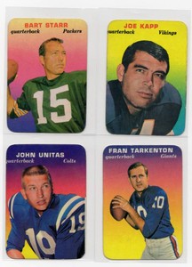 1970 Topps Super Glossy Football Cards - Johnny Unitas, Bart Starr, Joe Kapp, Fran Tarkenton