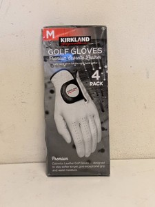 NEW KIRKLAND SIGNATURE PREMIUM CABRETTA LEATHER GOLF GLOVES MEDIUM 4PK