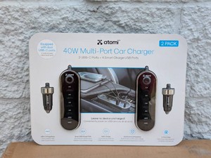 NEW ATOMO 40W MULTI-PORT CAR CHARGER 2PK