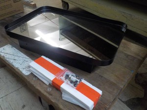 Black Framed Metal Medicine Cabinet Storage, Hardware and Glass Shelves
