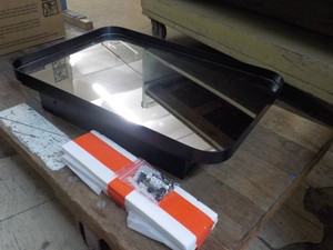 Black Framed Metal Medicine Cabinet Storage, Hardware and Glass Shelves