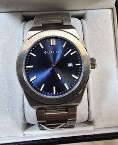 Outlier Mens Stainless Steel Blue Dial Quartz Watch  New in Presentation Box