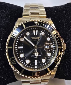 Invicta Pro Diver Mens 43mm Gold-Tone Watch  Black Dial  Model 30026  New in Box