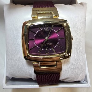 Nine West Womens Gold-Tone Purple Dial Strap Watch  New in Box