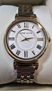 Anne Klein Womens Silver-Tone Bracelet Watch  White Roman Dial  New in Box