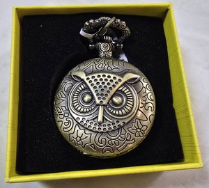 Invicta Vintage Nocturnal 49001 Owl Pocket Watch w Chain & Original Box  New-MSRP $295.00