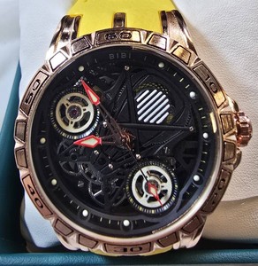 BIBI Luxury Automatic Mens Watch  Rose Gold Tone  Leather Strap  New in Box
