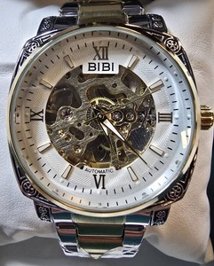 BIBI Luxury Automatic Skeleton Watch  Stainless Steel Bracelet  New in Box