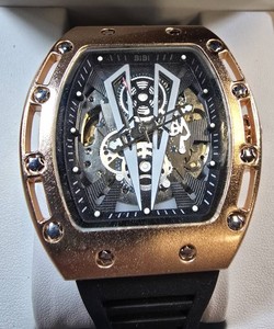 BIBI Luxury Automatic Skeleton Watch  Rose Gold Tone  Rubber Strap  New in Box