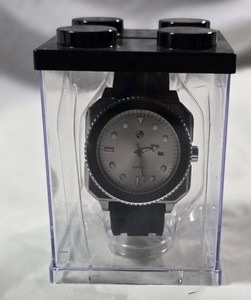 AJ Mens Stainless Steel Watch  Silver Sunburst Dial  Black Bezel  Black Silicone Strap  Date Display  New in Box