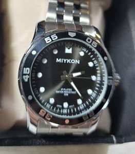 MIYKON Mens Stainless Steel Watch  Black Sunburst Dial  Japanese Movement  New in Box