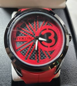 MIYKON Mens Red & Black Graphic Dial Watch  Black IP Case  Red Silicone Strap  Japanese Quartz  New in Box