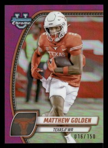 2024 Bowman Chrome Matthew Golden Rookie Card #129 - Purple Refractor Serial #d 16150